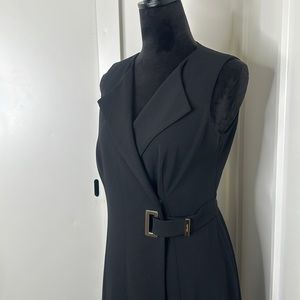 Calvin Klein black gold buckle blazer vest dress size 8
